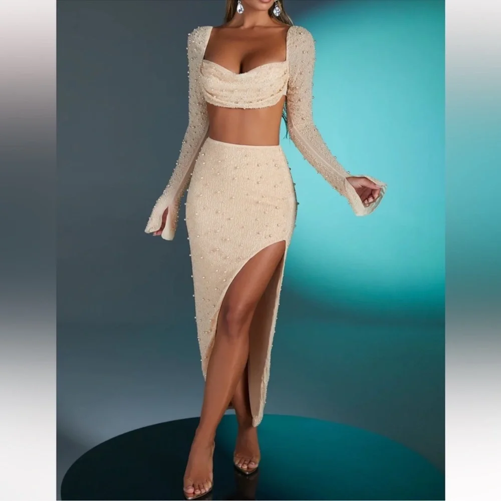 Oh Polly 2 piece set, LA DÉSIRADE and BORDEAUX in sand color. G1978 - Picture 4 of 6